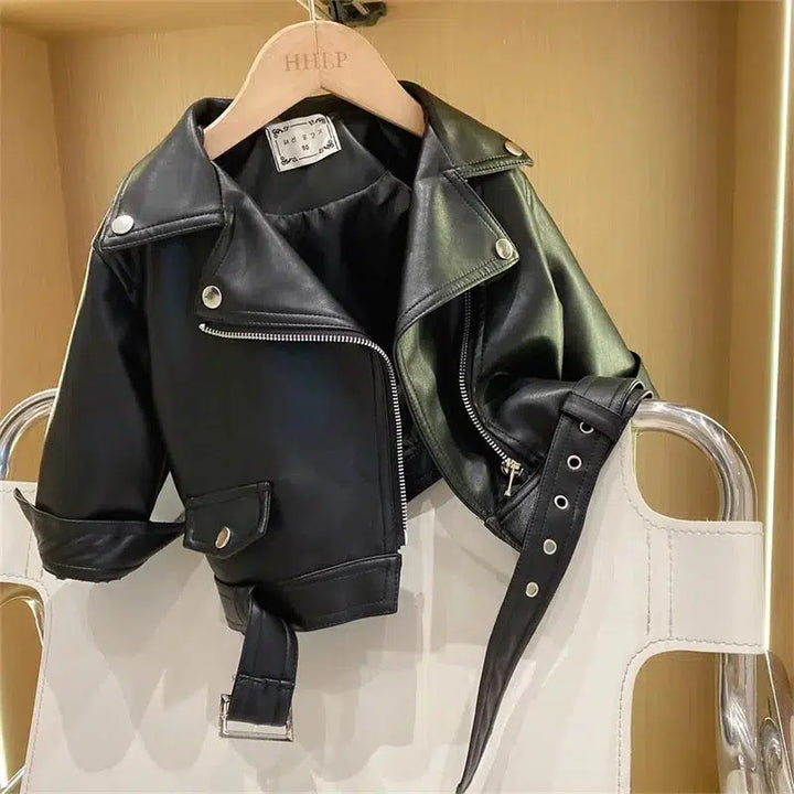 Boys Leather Jackets Zipper Fly Coats