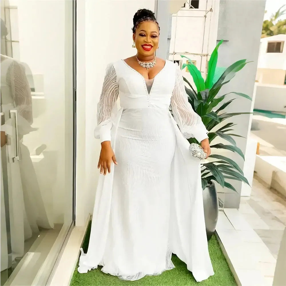 African Dresses for Women Fashion Plus Size Sequin Evening Party Dress-African Dresses-Bennys Beauty World