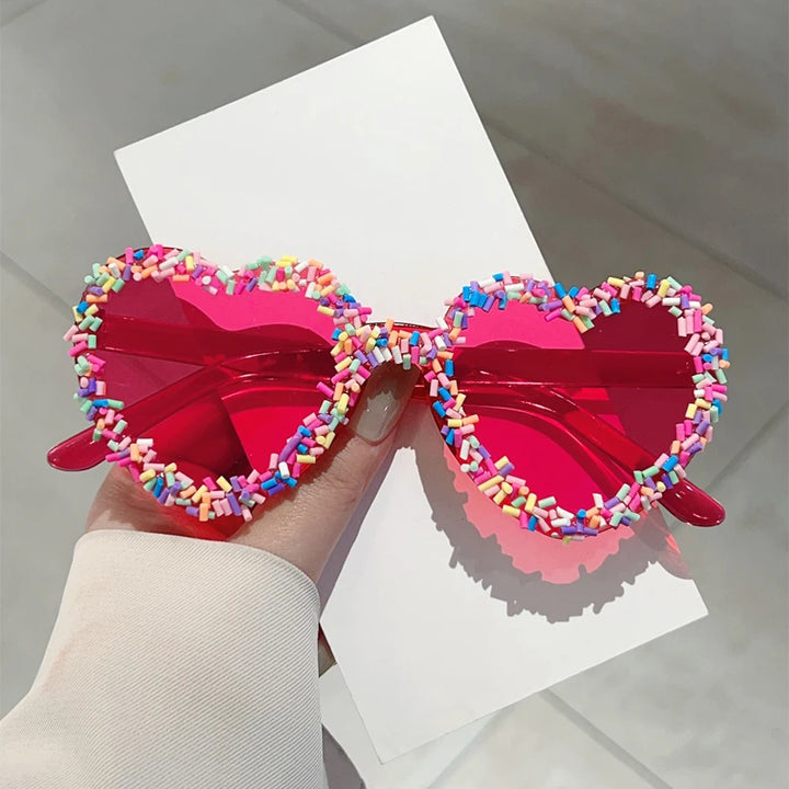 Heart-Shaped Sprinkle Sunglasses — UV400