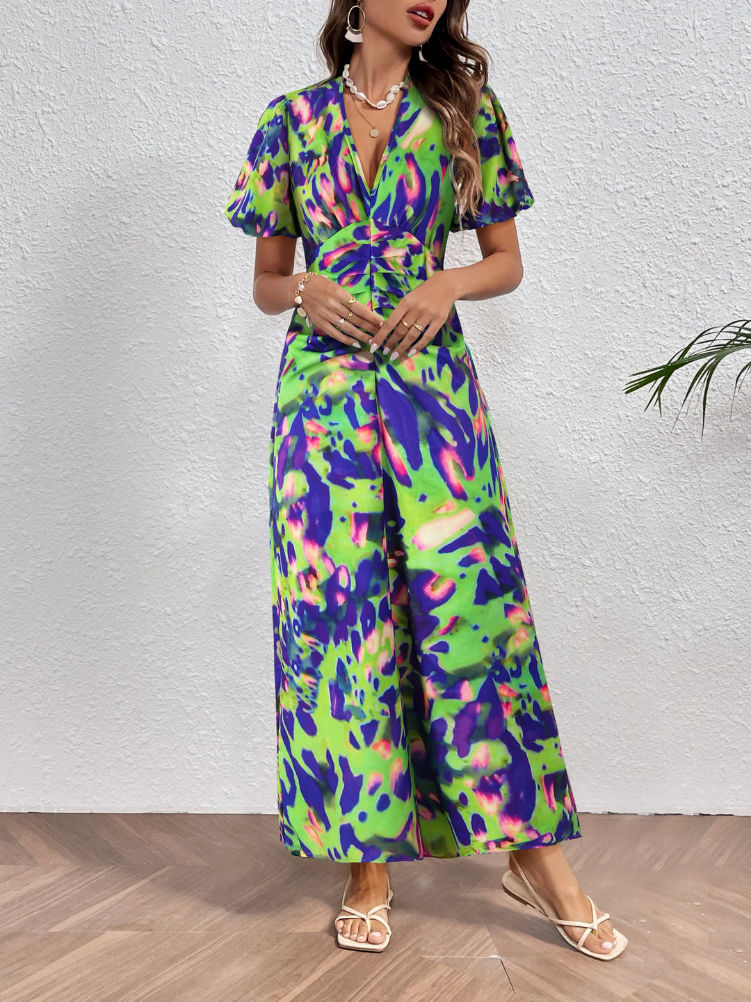 Elegent Deep V Neck Long Dresses For Women-Dresses-Bennys Beauty World