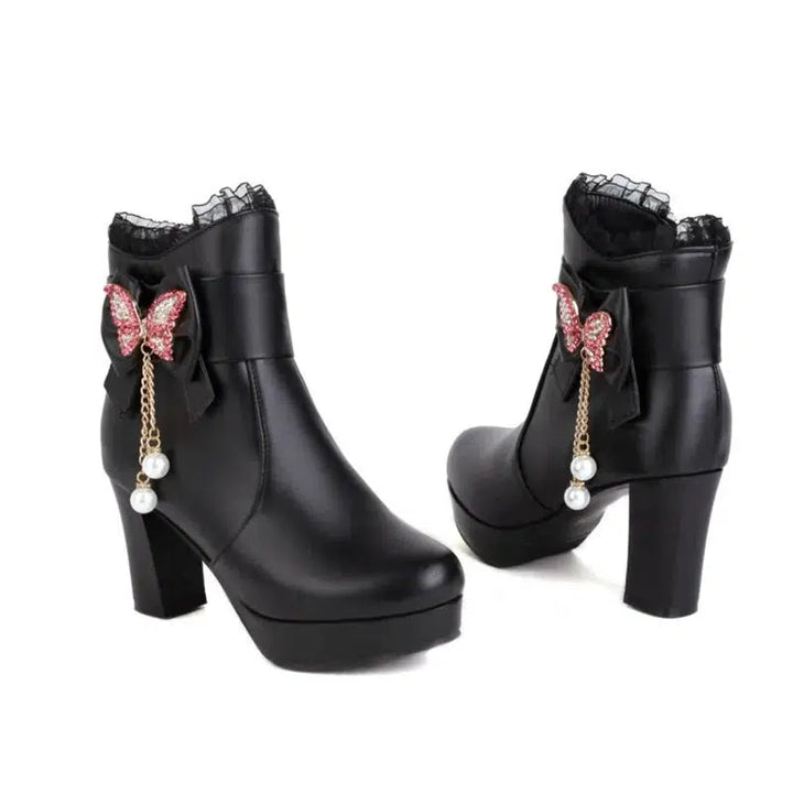 Girls Boots Women High Heel Ankle Boots-Shoes-Bennys Beauty World