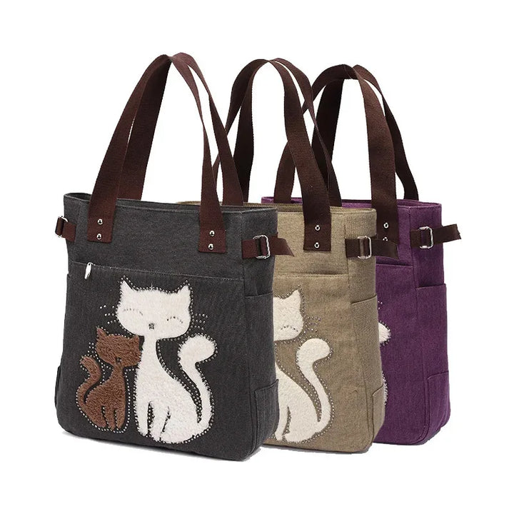 Large Capacity Vintage Shoulder Bag with Zipper