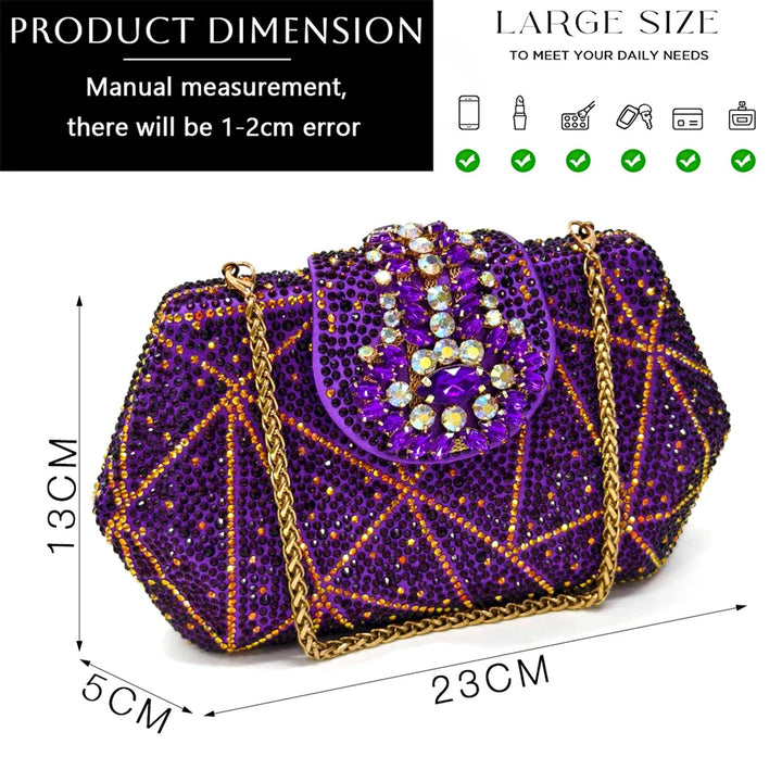 Ladies Italian Design Shoes And Bag Set Decorated with Rhinestone