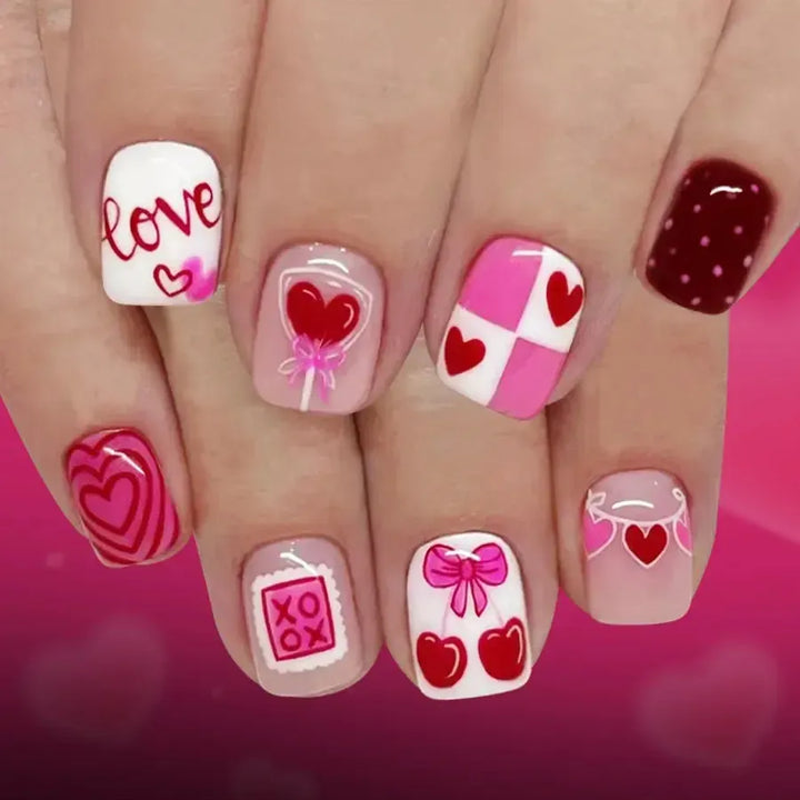 Short Square Press-On Nails – 24 Pcs Acrylic False Nail Tips | Bennys Beauty World-Nails-Bennys Beauty World