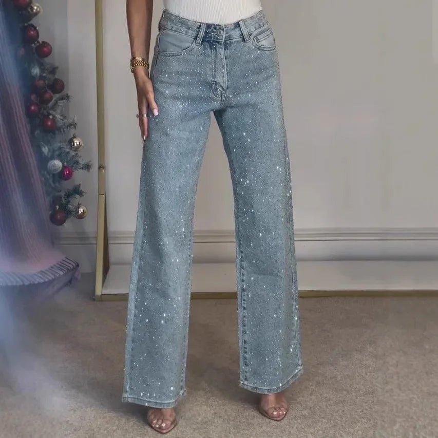 Jeans for Women Straight Diamonds Pants - Bennys Beauty World