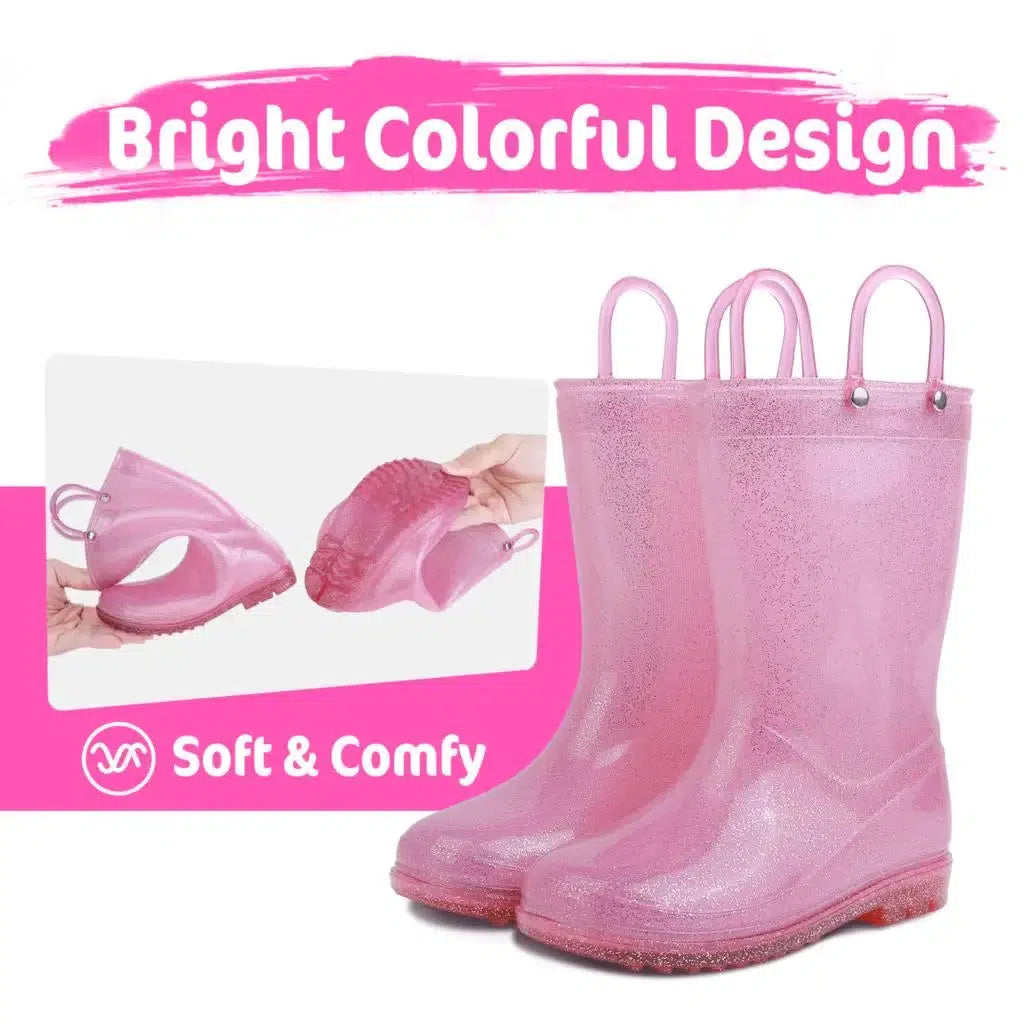 Toddler Kids Rain Boots With Handles Unicorn Unisex Rain Boots For Kids-Shoes-Bennys Beauty World