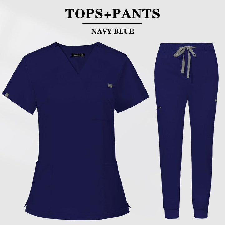 Multicolor Scrubs Short Sleeve Tops+Pants Nursing Uniform-Scrubs-Bennys Beauty World
