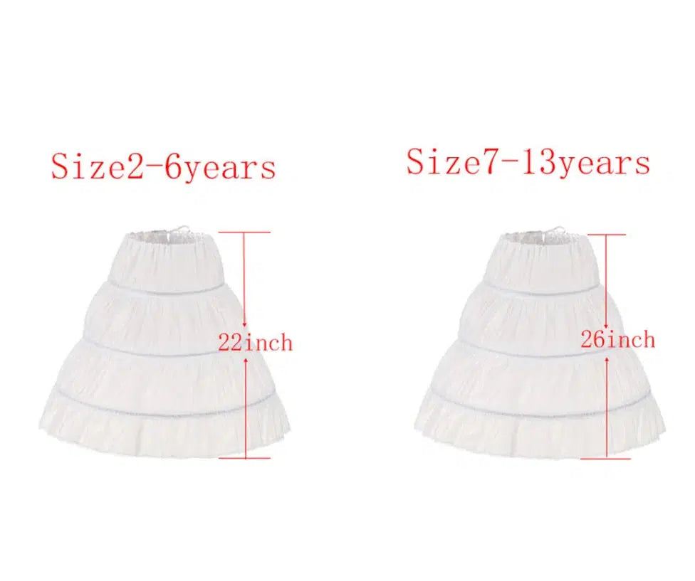 Children Petticoat A-Line 3 Hoops One Layer Kids Lace Trim Underskirt