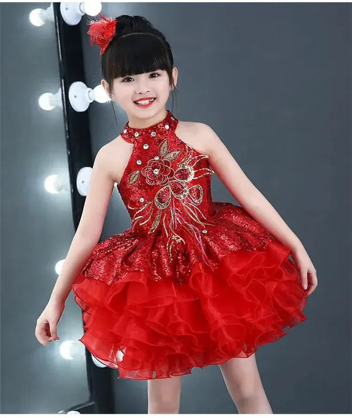 Girls Sequined Tutu Dance Dress – Princess Performance Costume for Kids - Bennys Beauty World
