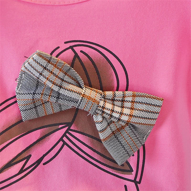 Girls Ruffle Sleeve Bow T-Shirt &amp; Plaid Shorts Set | 2-Piece Summer Outfit | Ages 2–7
