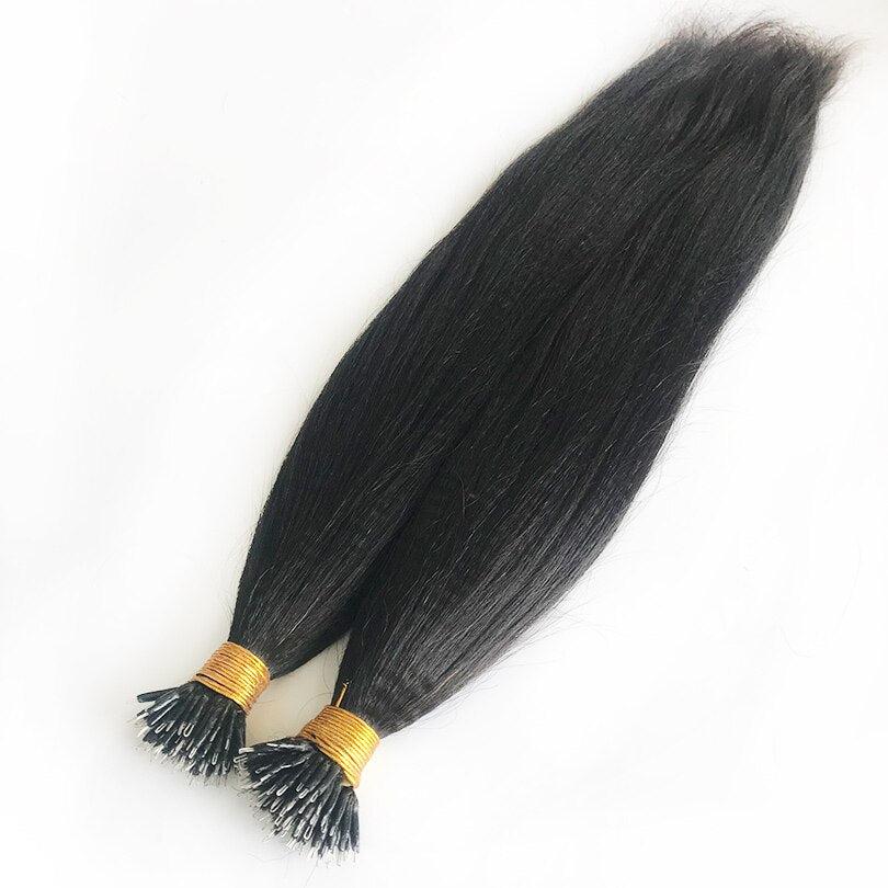 Natural Human Hair Extensions Yaki Straight Peruvian Remy Hair 100 Strands-hair-Bennys Beauty World