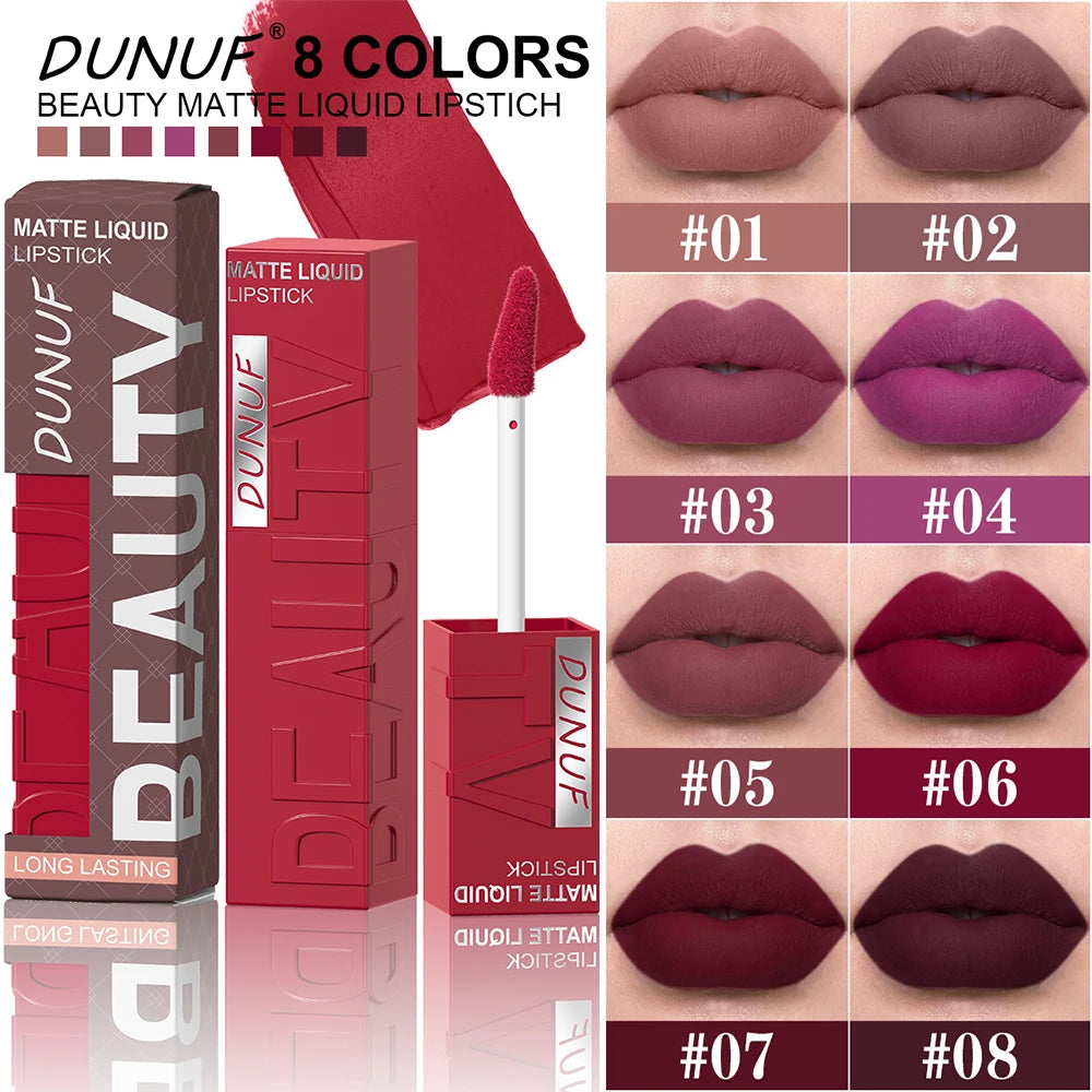DUNUF Matte Velvet Lipstick – Long-Lasting, Waterproof &amp; Non-Transfer