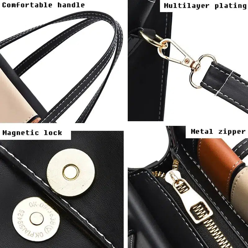 Patchwork Handbags For Women Adjustable Strap Handle Bag-Handbags-Bennys Beauty World