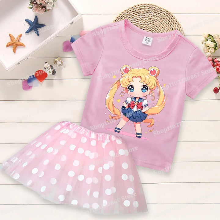 Summer Kids Girls Clothes Little Pony T-Shirt+Tutu Skirt 2pcs Clothing Sets