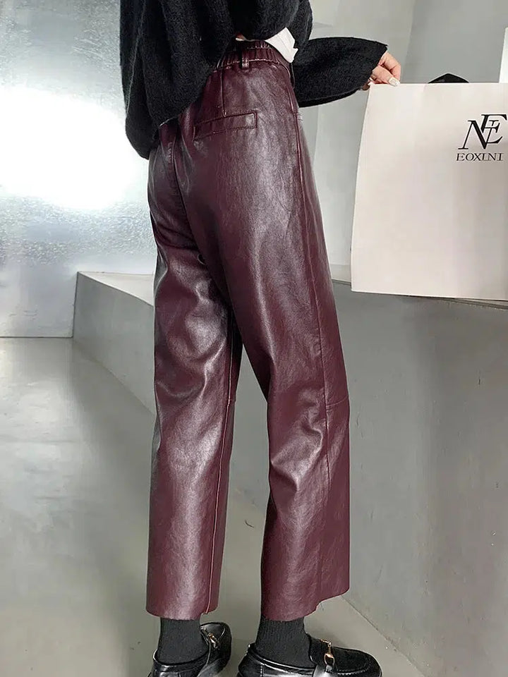 Fall and Winter PU Leather Trousers Pants For Women