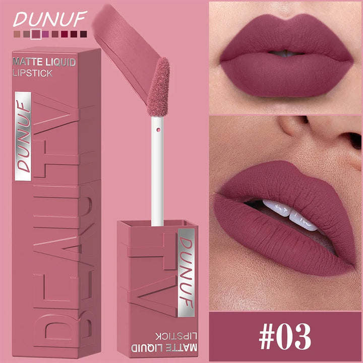 DUNUF Matte Velvet Lipstick – Long-Lasting, Waterproof &amp; Non-Transfer