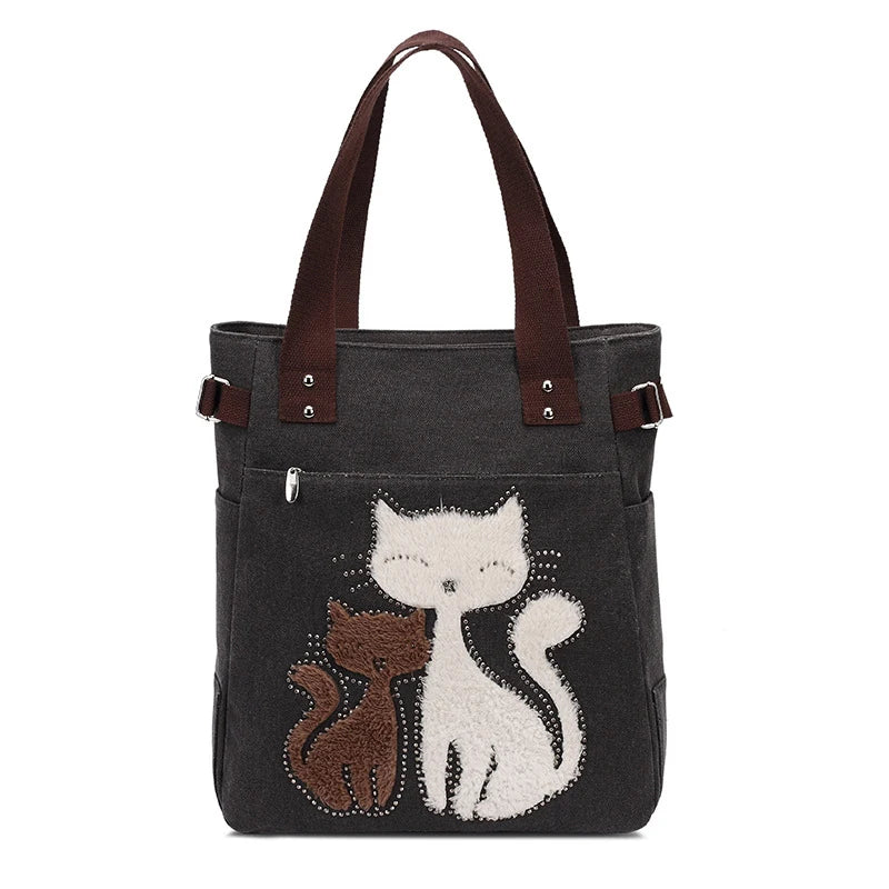 Large Capacity Vintage Shoulder Bag with Zipper
