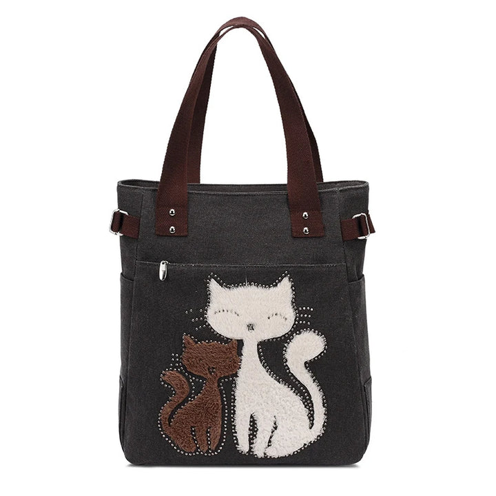 Large Capacity Vintage Shoulder Bag with Zipper