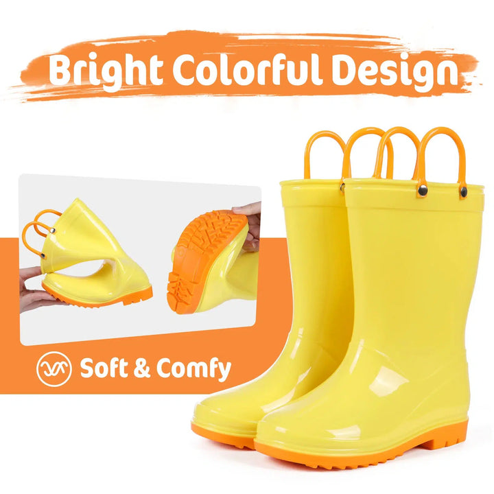 Toddler Kids Rain Boots With Handles Unicorn Unisex Rain Boots For Kids-Shoes-Bennys Beauty World