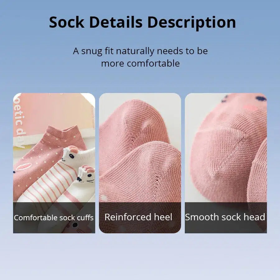 5 Pairs Womens Short Tube Socks-socks-Bennys Beauty World