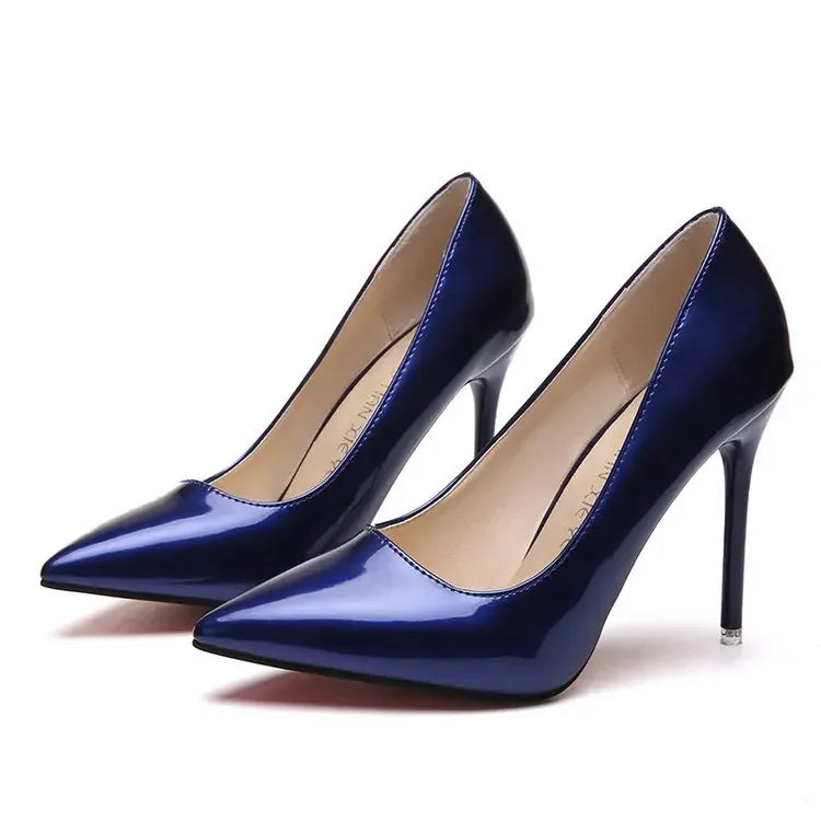Women Shoes Pointed Toe Pumps Patent Leather Dress High Heels