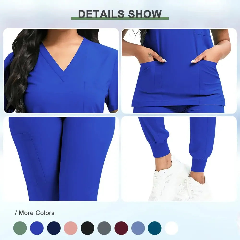 Nurse Uniform for Women Nursing Solid Surgical Gown-Scrubs-Bennys Beauty World
