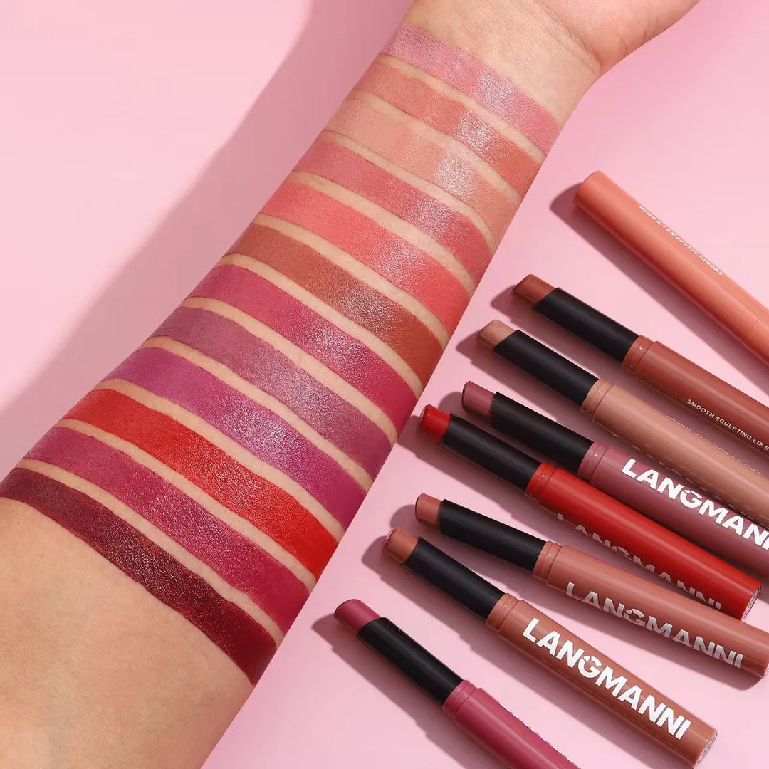 Twelve-color Matte Lipstick Pearly Highlighter Eyeshadow Stick