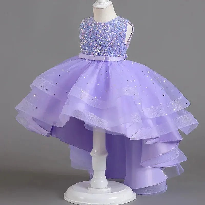 Girls Sequin Princess Dress – Sleeveless Formal Gown (Ages 3–14) - Bennys Beauty World