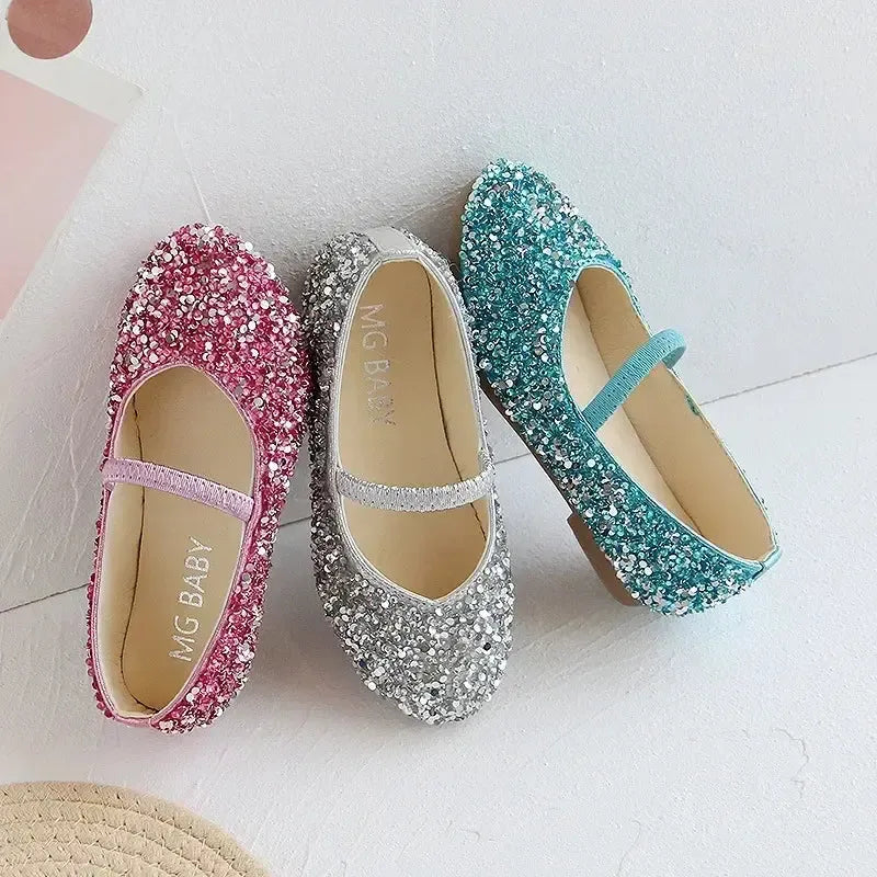 Girls Glitter Princess Dress Shoes – Pointed Toe Leather Party & Wedding Shoes for Kids Ages 1–12-kids shoes-Bennys Beauty World