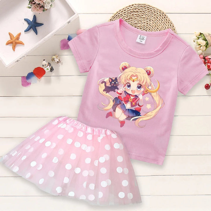 Summer Kids Girls Clothes Little Pony T-Shirt+Tutu Skirt 2pcs Clothing Sets