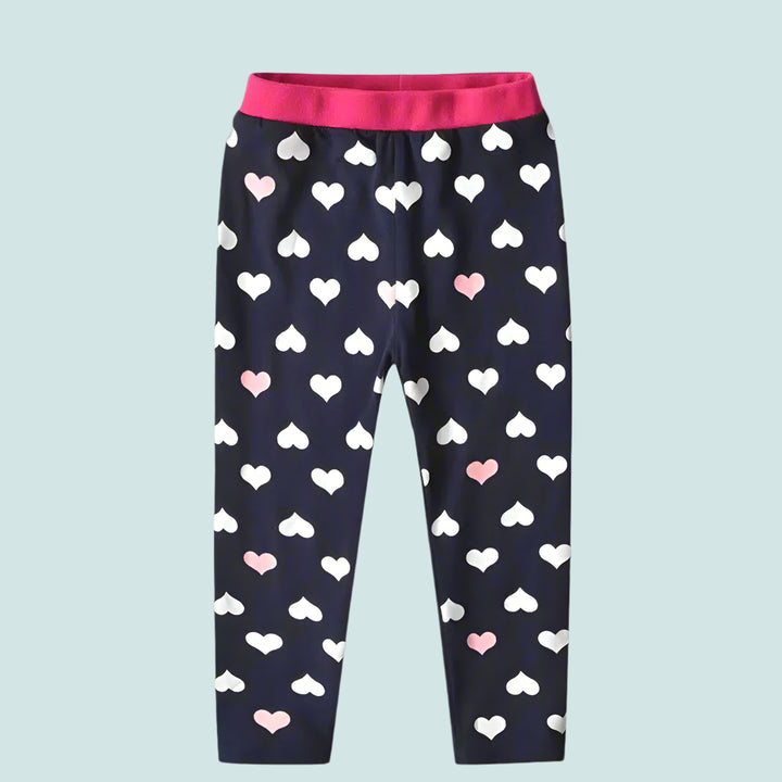 Girls Heart Shape Print Leggings Pants