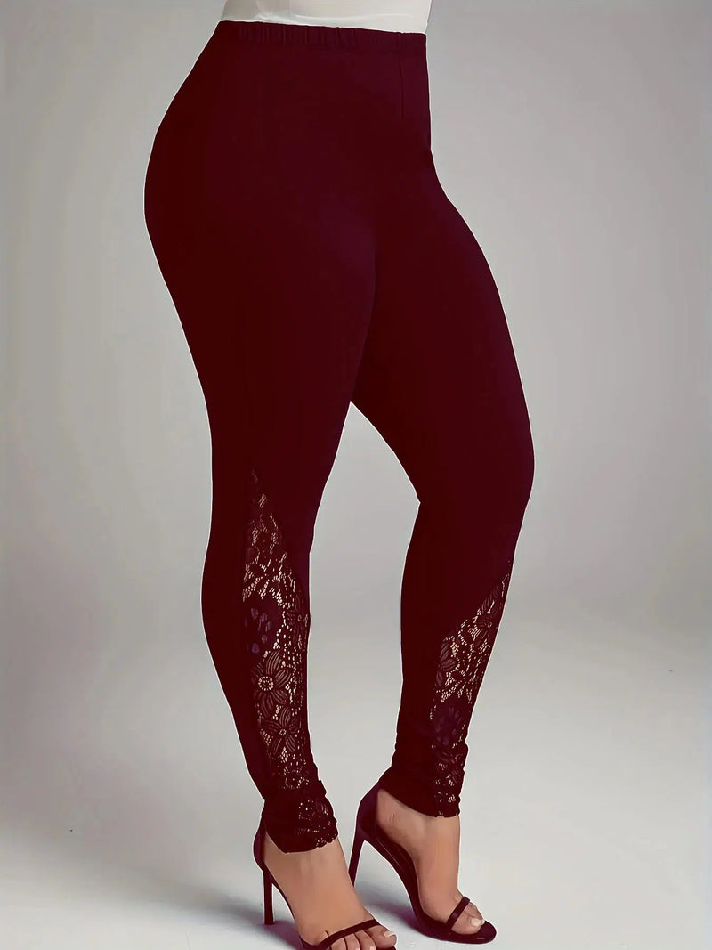 Womens leggings with lace patchwork Design-Bennys Beauty World