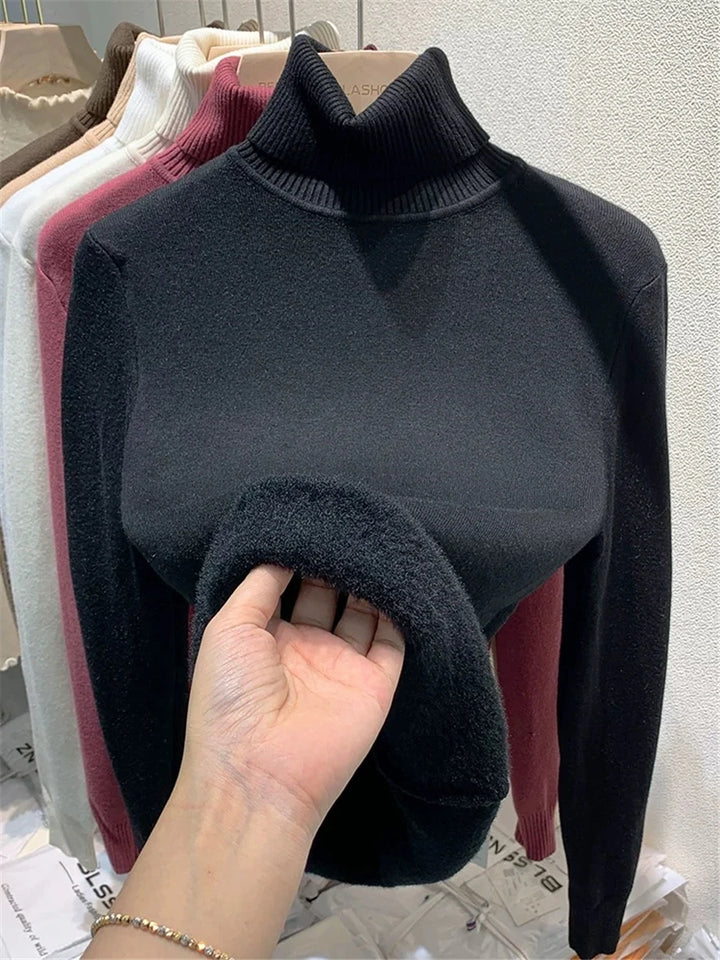 Women’s Turtleneck Velvet-Lined Winter Sweater