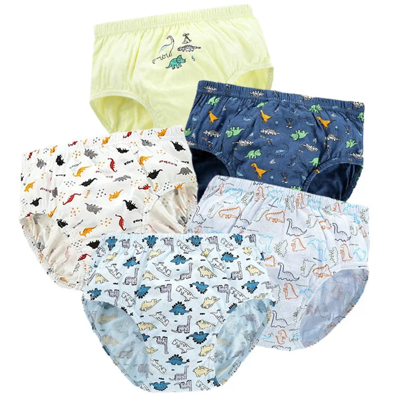 Boys Cotton Cartoon Briefs Multipack | Dinosaur &amp; Truck Print