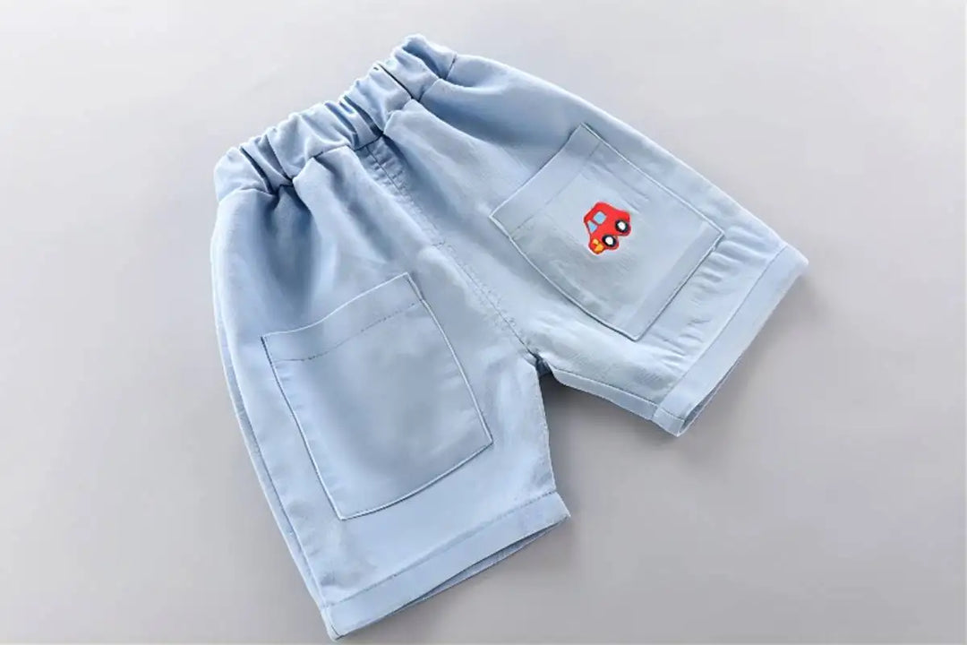 Baby boys Polo Shirt + Handsome Denim Shorts-Outfit Set-Bennys Beauty World