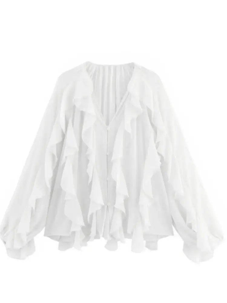 Summer Chic Women's Elegant Loose Long Sleeve Layered Shirts-Blouse-Bennys Beauty World