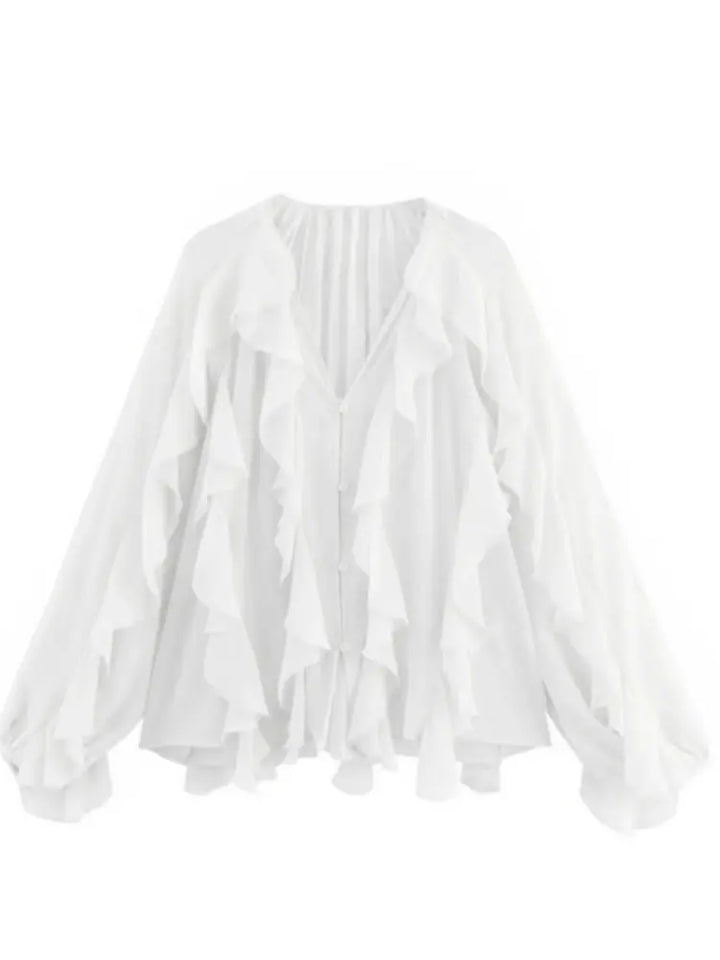 Summer Chic Women's Elegant Loose Long Sleeve Layered Shirts-Blouse-Bennys Beauty World