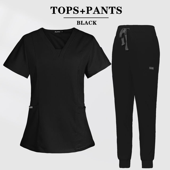 Multicolor Scrubs Short Sleeve Tops+Pants Nursing Uniform-Scrubs-Bennys Beauty World