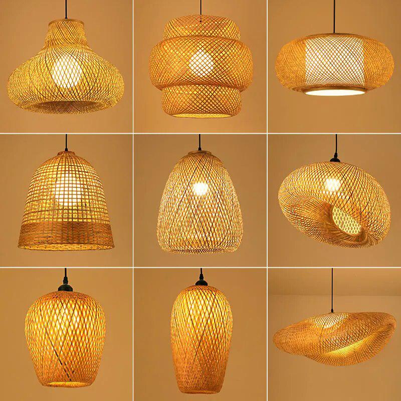 Bamboo Wicker Rattan Lamps-Light Fixtures-Arlik interiors