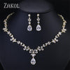 Zirconia Leaf Necklace Earrings Rings Bracelets Set for Women-necklace-Bennys Beauty World