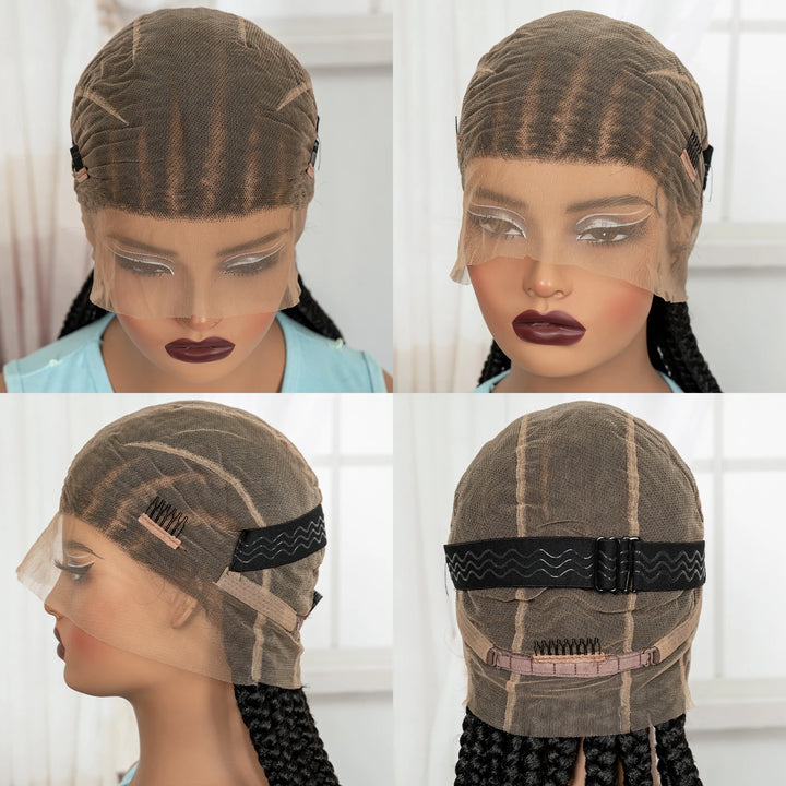 32" Cornrow Braided Wig – Synthetic Full Lace Knotless Frontal Braid Wig with Baby Hair