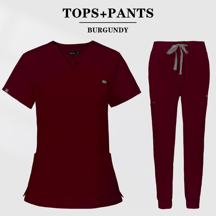Multicolor Scrubs Short Sleeve Tops+Pants Nursing Uniform-Scrubs-Bennys Beauty World
