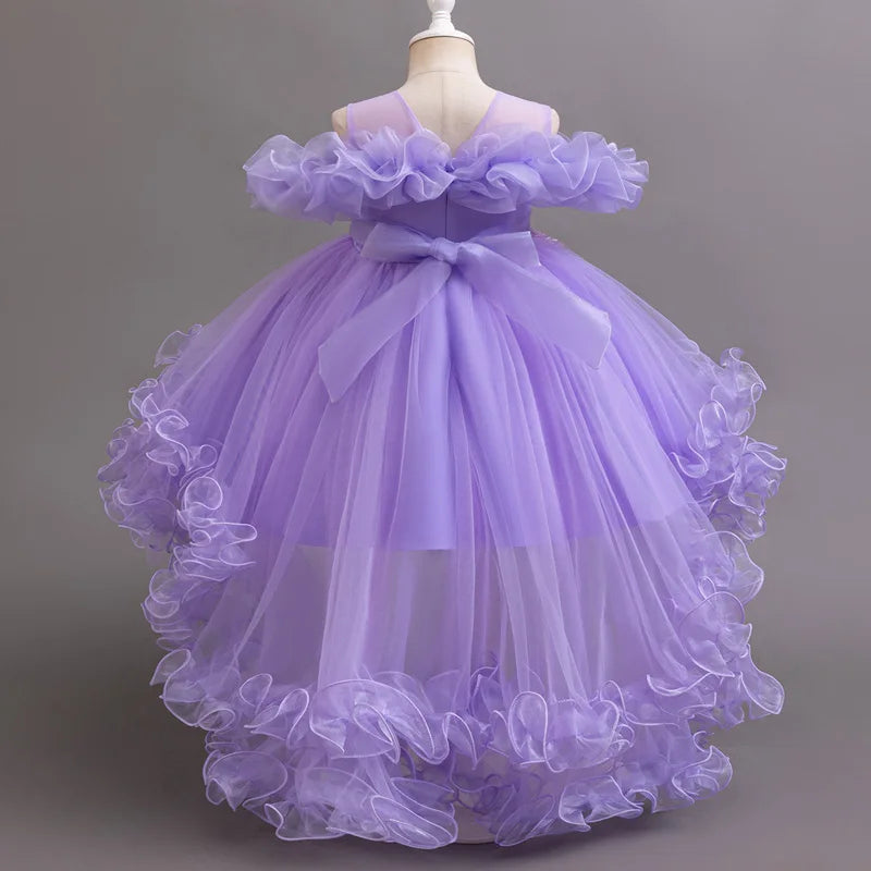 Girls Flower Appliqué Dress | Ball Gown | Wedding &amp; Party | Ages 4–12