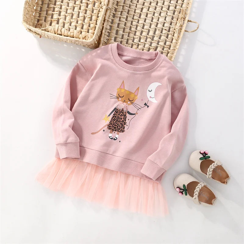 Girls Sweatshirts Toddler Costume Mesh Hooded Shirts