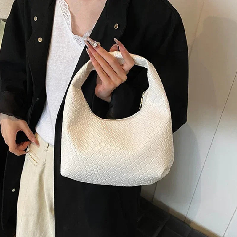 1 Pc Women Classic Fashion Woven Embossed Hobo Bags