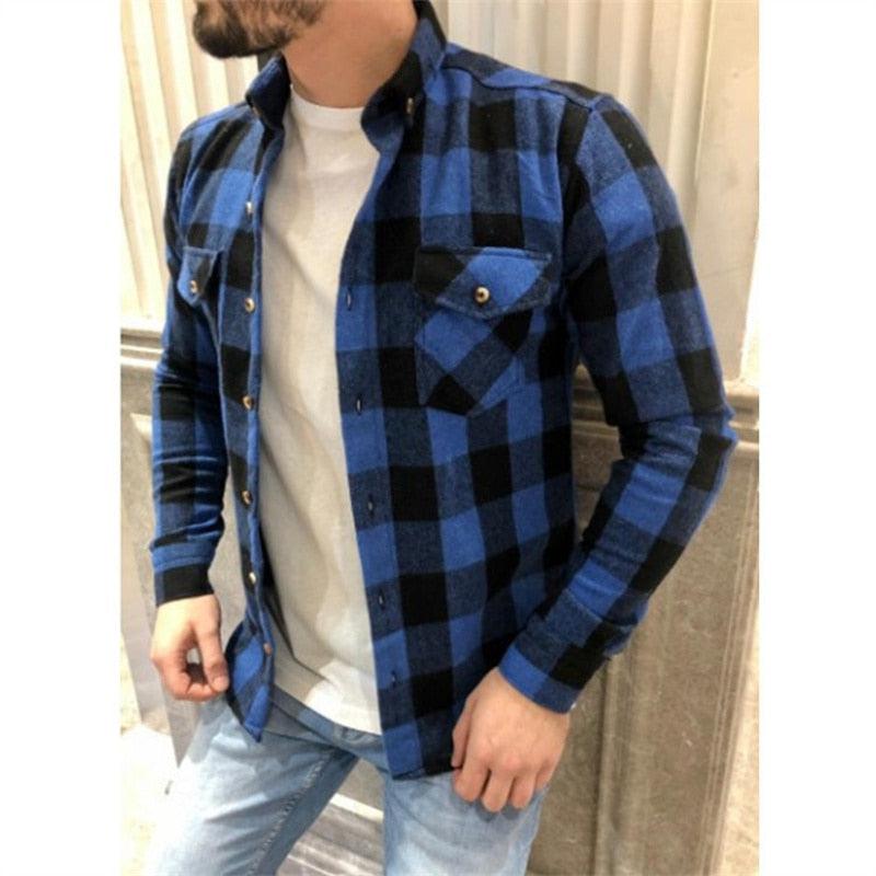 Long Sleeve Plaid Shirts for Mens Luxury Designer Clothes-Shirts-Bennys Beauty World