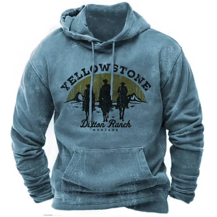 Men's Cowboy Printed Pullover Hoodie
