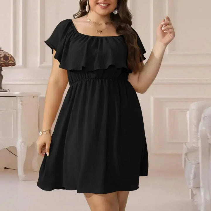 Women Dresses Summer Short Sleeve Ruffle Dress-Dresses-Bennys Beauty World