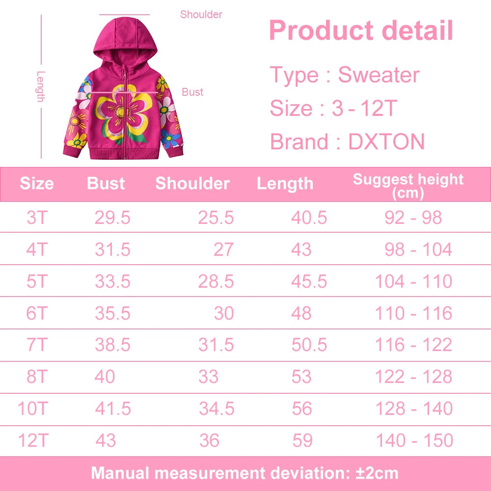 DXTON Kids Jacket Girls Hooded Shirt