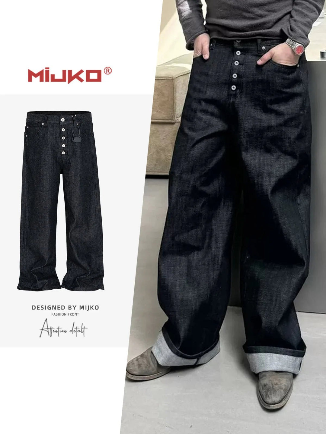 MIJKO High Street Dark Blue Straight Leg Denim Jeans | Unisex - Bennys Beauty World